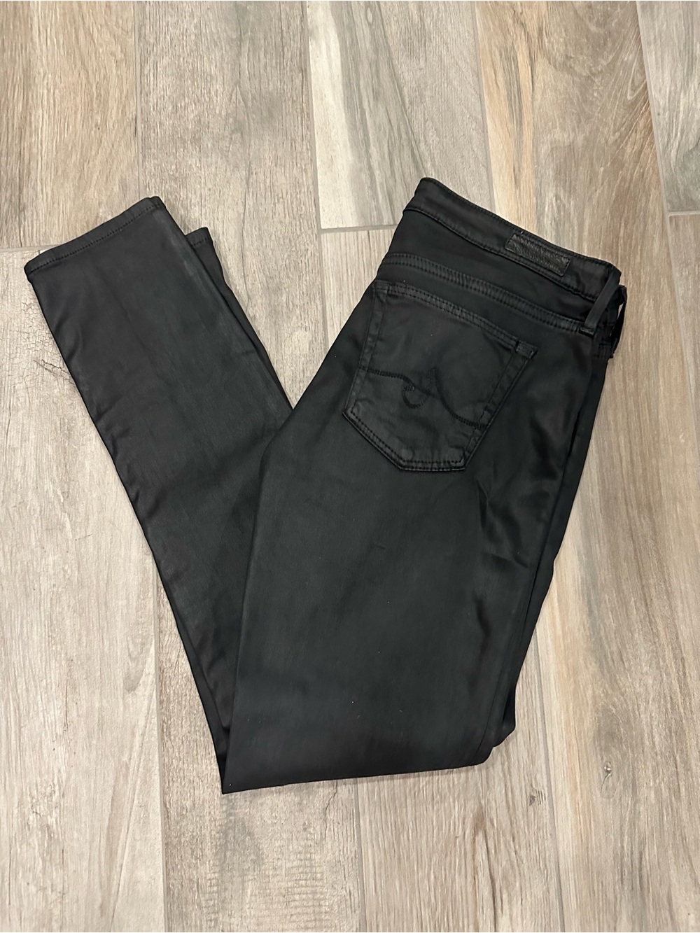 AG Adriano Goldschmied Black Skinny Coated Jeans